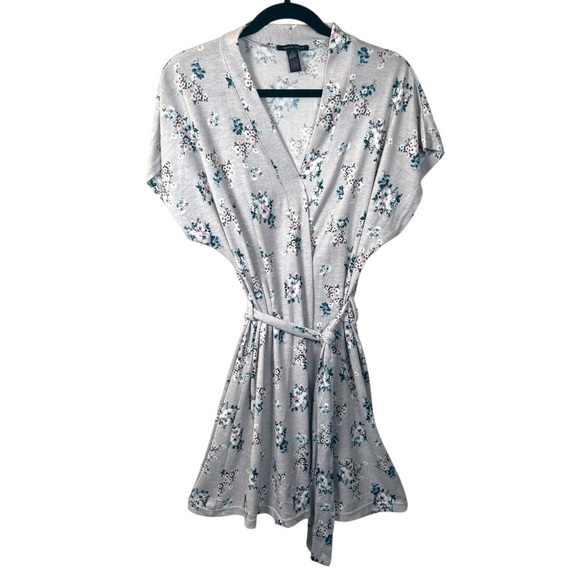 Nanette Lepore Floral Gray Wrap Tunic Top Medium - Picture 1 of 8
